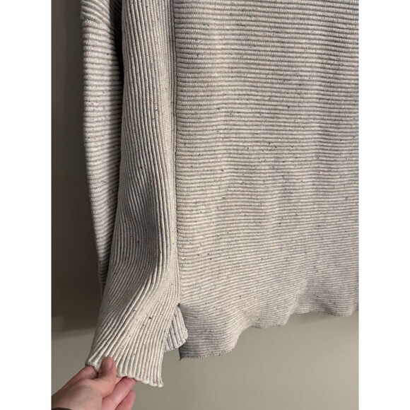 French Connection Ribbed Gray Sweater Neon Threads Accents Size L Oversized - Picture 2 of 11